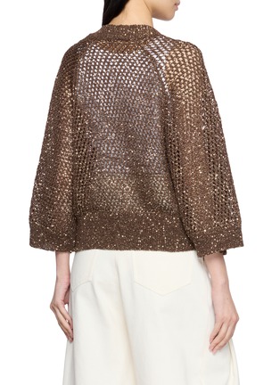 Back View - Click To Enlarge - BRUNELLO CUCINELLI - Sequinned Open Knit V-Neck Cardigan