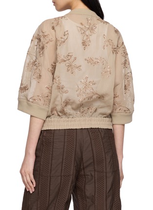 Back View - Click To Enlarge - BRUNELLO CUCINELLI - Sequin Floral Embroidered Cotton Gauze Bomber Jacket