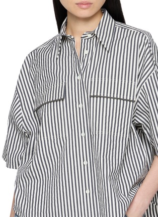  - BRUNELLO CUCINELLI - Striped Seersucker Denim Shirt