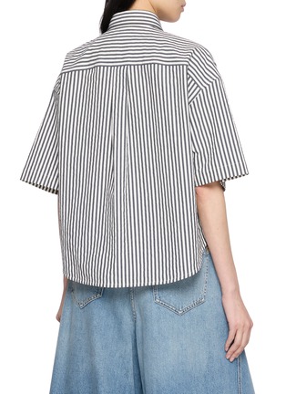 Back View - Click To Enlarge - BRUNELLO CUCINELLI - Striped Seersucker Denim Shirt