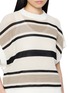  - BRUNELLO CUCINELLI - Striped Open Knit Cap Sleeve Top