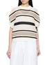 BRUNELLO CUCINELLI Striped Open Knit Cap Sleeve Top