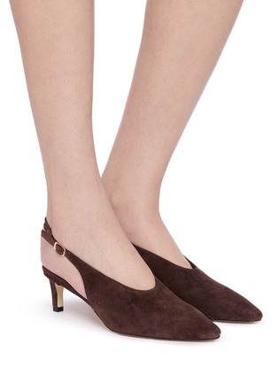 Figure View - Click To Enlarge - PEDDER RED - Qiana 50 Suede Slingback Pumps