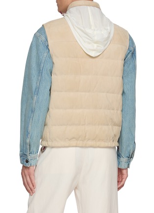  - BRUNELLO CUCINELLI - Detachable Hood Padded Suede Leather Down Vest