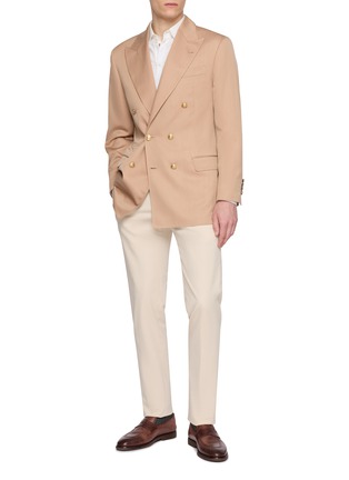 Figure View - Click To Enlarge - BRUNELLO CUCINELLI - Double Breasted Peak Lapel Blazer