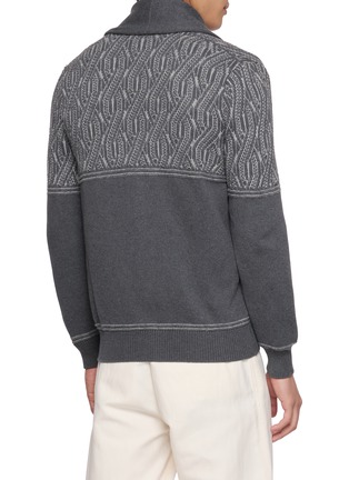 Back View - Click To Enlarge - BRUNELLO CUCINELLI - Shawl Collar Cotton Gauze Knit Cardigan
