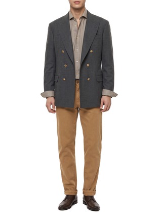 Figure View - Click To Enlarge - BRUNELLO CUCINELLI - Double Breasted Mouliné Blazer