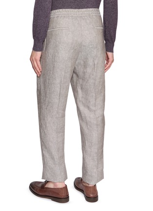 Back View - Click To Enlarge - BRUNELLO CUCINELLI - Drawstring Waistband Diagonal Hemp Linen Pants