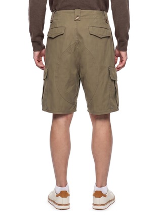 Back View - Click To Enlarge - BRUNELLO CUCINELLI - Garment Dyed Structured Canvas Cargo Bermuda Shorts