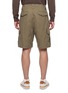 Back View - Click To Enlarge - BRUNELLO CUCINELLI - Garment Dyed Structured Canvas Cargo Bermuda Shorts