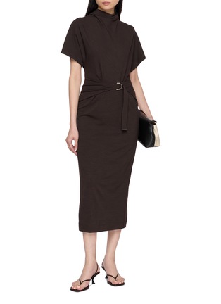 Figure View - Click To Enlarge - BRUNELLO CUCINELLI - Belted Shift Midi Dress