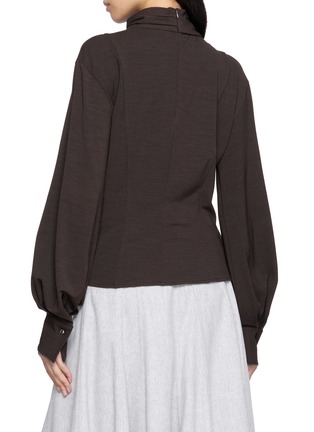Back View - Click To Enlarge - BRUNELLO CUCINELLI - Draped Couture Wool Jersey Turtleneck Top