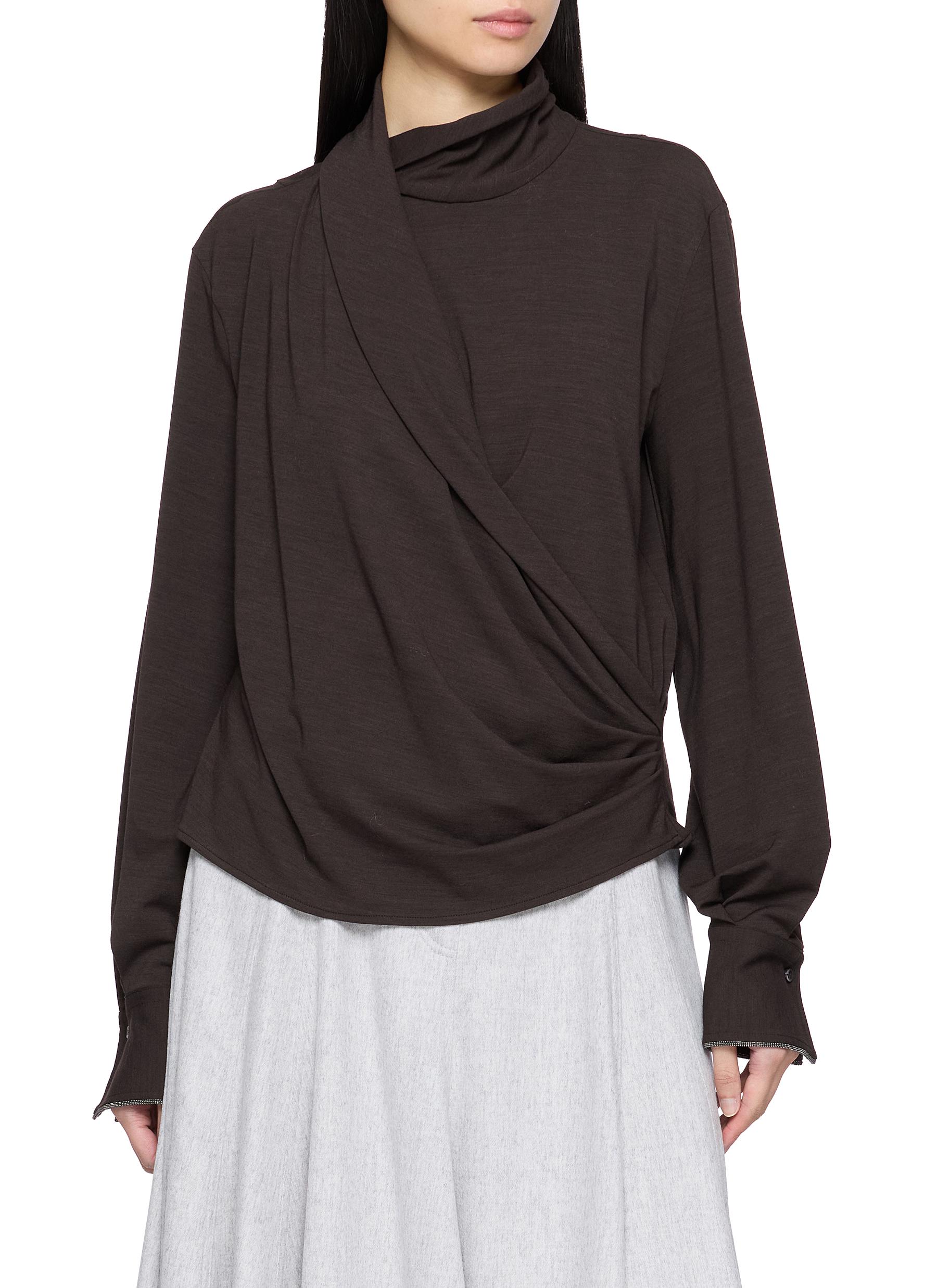 BRUNELLO CUCINELLIトップス BRUNELLO CUCINELLI | Draped Couture Wool Jersey Turtleneck Top