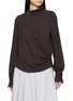 BRUNELLO CUCINELLI Draped Couture Wool Jersey Turtleneck Top