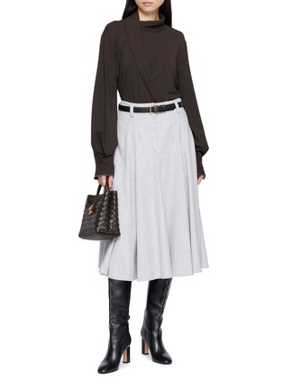 Figure View - Click To Enlarge - BRUNELLO CUCINELLI - Draped Couture Wool Jersey Turtleneck Top