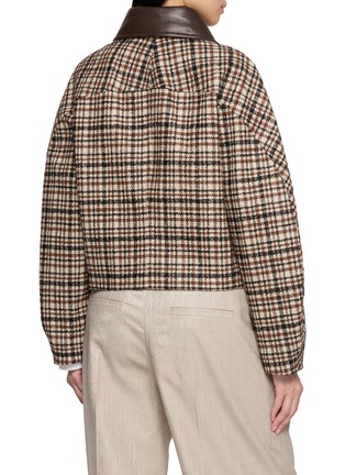 Back View - Click To Enlarge - BRUNELLO CUCINELLI - Leather Collar Chequered Jacket