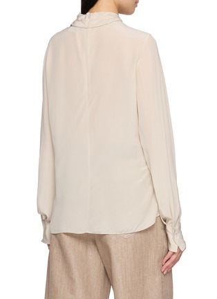 Back View - Click To Enlarge - BRUNELLO CUCINELLI - Long Sleeve Draped Scarf Neck Blouse