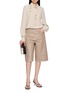 Figure View - Click To Enlarge - BRUNELLO CUCINELLI - Long Sleeve Draped Scarf Neck Blouse