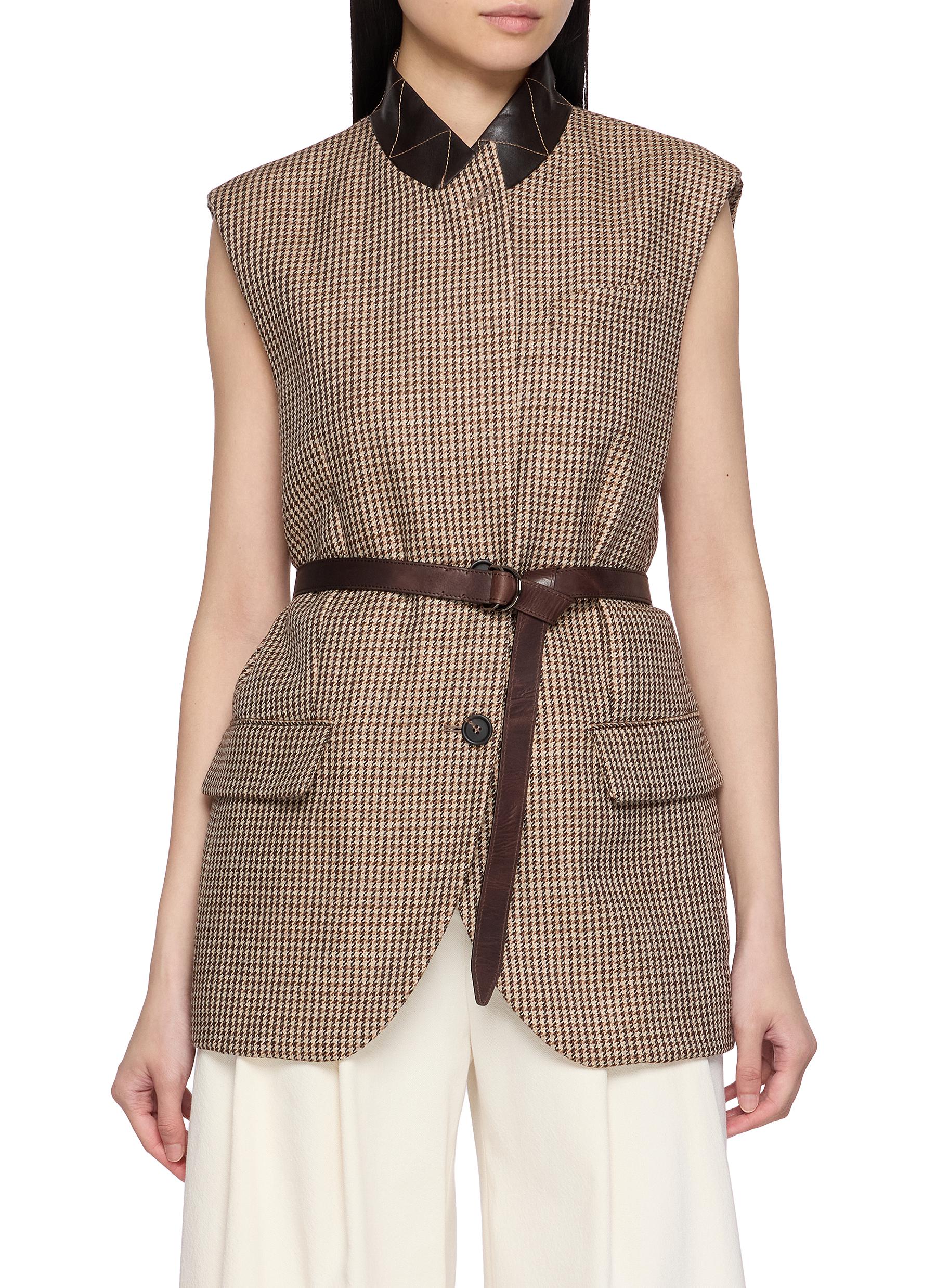 BRUNELLO CUCINELLI | Belted Houndstooth Gilet | Women | Lane Crawford