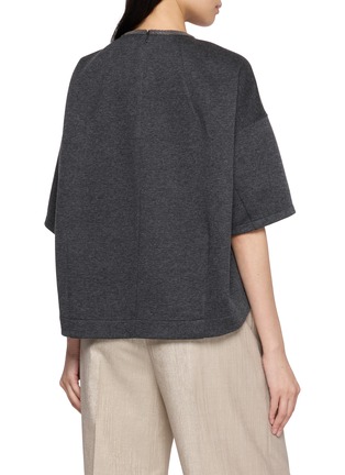 Back View - Click To Enlarge - BRUNELLO CUCINELLI - Beaded Trim Compact Soft Jersey Sweatshirt