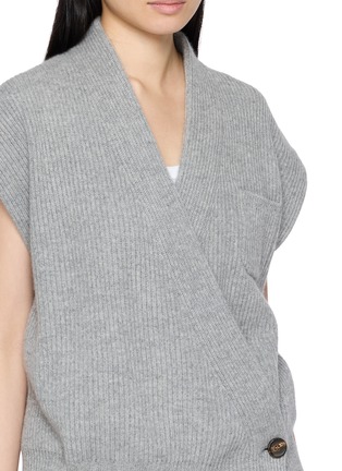  - BRUNELLO CUCINELLI - Cap Sleeve Wrap Front Cashmere Knit Cardigan