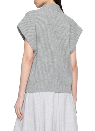 Back View - Click To Enlarge - BRUNELLO CUCINELLI - Cap Sleeve Wrap Front Cashmere Knit Cardigan