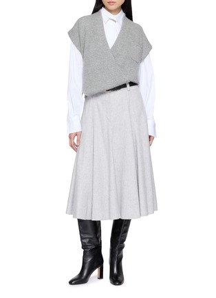 Figure View - Click To Enlarge - BRUNELLO CUCINELLI - Flared Wool Midi Skirt