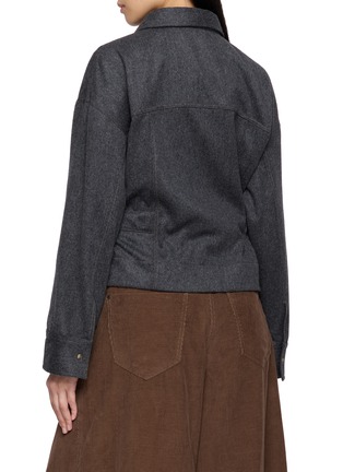 Back View - Click To Enlarge - BRUNELLO CUCINELLI - Cropped Belted Wool Shirt Jacket