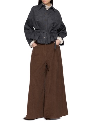 Figure View - Click To Enlarge - BRUNELLO CUCINELLI - Cropped Belted Wool Shirt Jacket