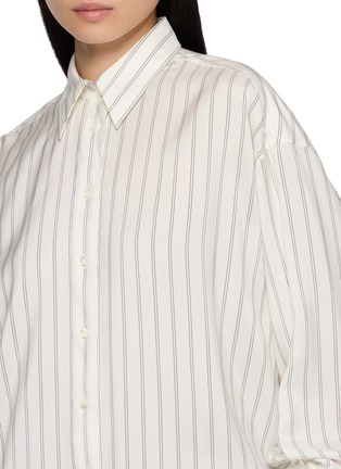  - BRUNELLO CUCINELLI - Long Sleeve Striped Cropped Shirt