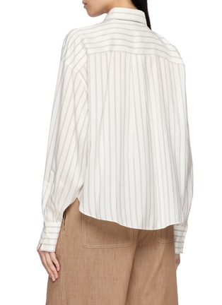 Back View - Click To Enlarge - BRUNELLO CUCINELLI - Long Sleeve Striped Cropped Shirt