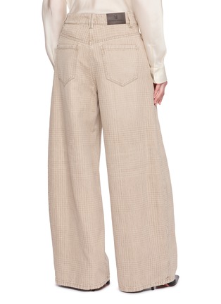Back View - Click To Enlarge - BRUNELLO CUCINELLI - Wide Leg Chequered Denim Pants