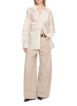 Figure View - Click To Enlarge - BRUNELLO CUCINELLI - Wide Leg Chequered Denim Pants