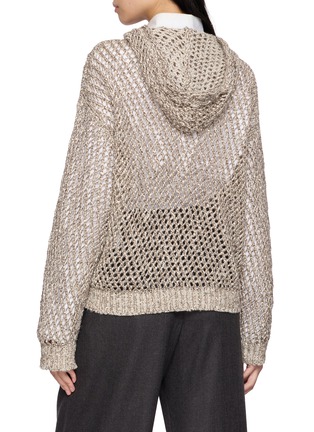 Back View - Click To Enlarge - BRUNELLO CUCINELLI - Sparkling Open Knit Hooded Cardigan