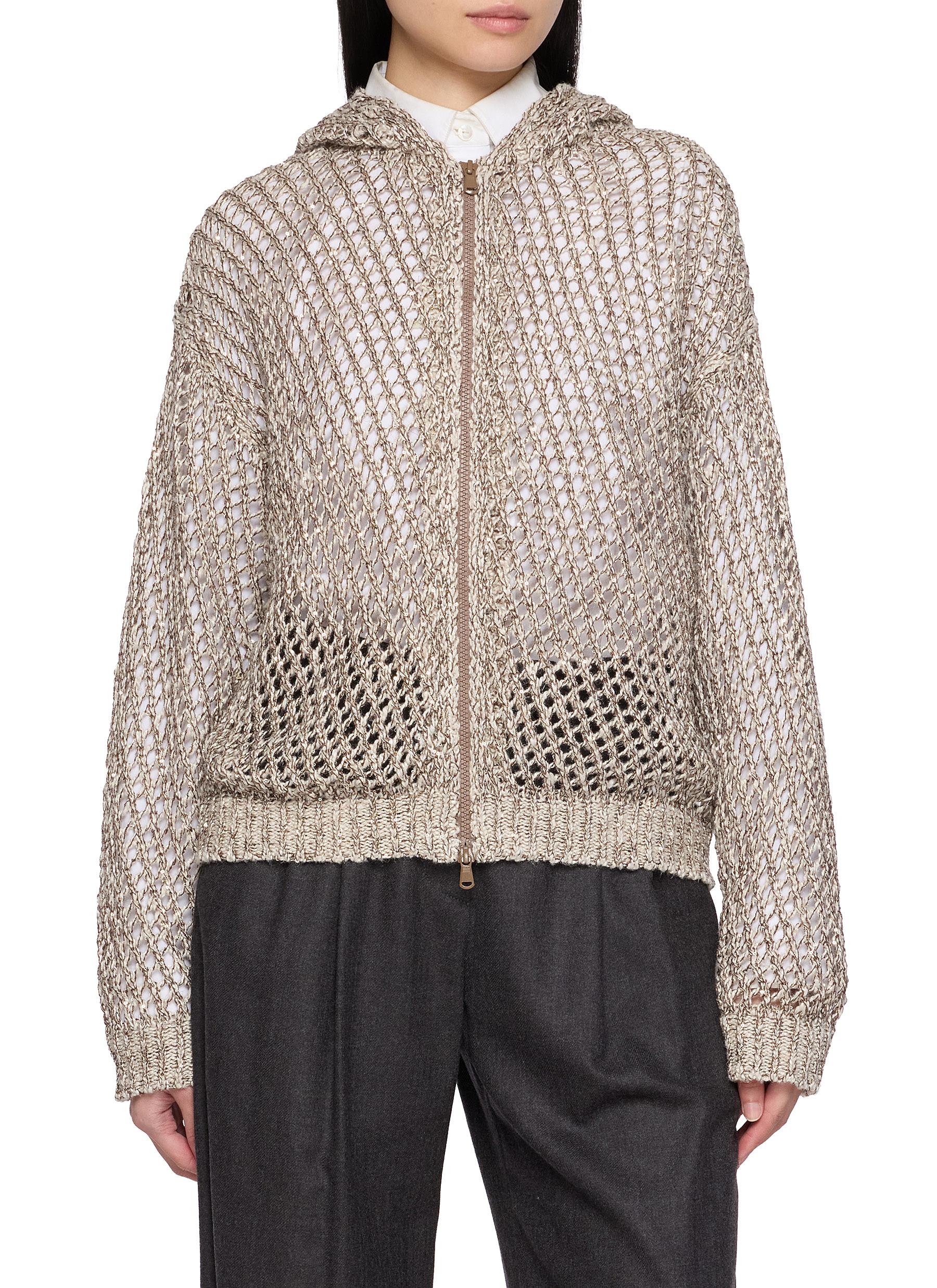 BRUNELLO CUCINELLI | Sparkling Open Knit Hooded Cardigan | Women