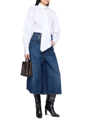 Figure View - Click To Enlarge - BRUNELLO CUCINELLI - Wide Leg Authentic Denim Cropped Pants