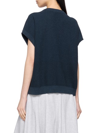 Back View - Click To Enlarge - BRUNELLO CUCINELLI - Cap Sleeve Metallic Knit Top