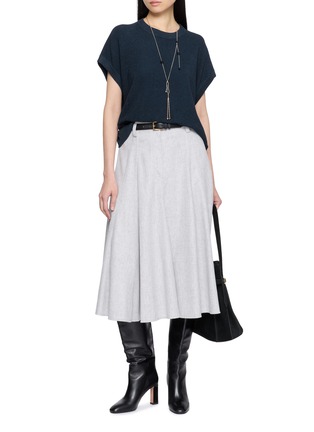 Figure View - Click To Enlarge - BRUNELLO CUCINELLI - Cap Sleeve Metallic Knit Top