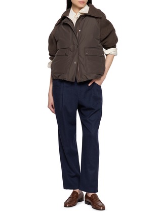 Figure View - Click To Enlarge - BRUNELLO CUCINELLI - High Neck Knit Sleeve Down-Filled Jacket