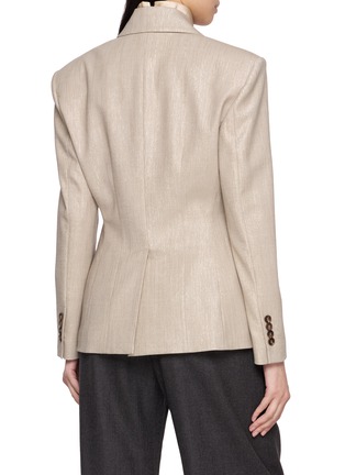 Back View - Click To Enlarge - BRUNELLO CUCINELLI - Double Breasted Sparkling Wool Twill Suit Jacket