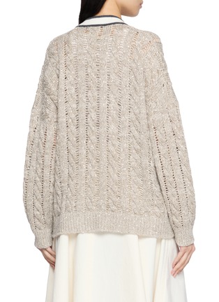 Back View - Click To Enlarge - BRUNELLO CUCINELLI - Sequin Open Knit Cardigan