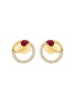 LC COLLECTION JEWELLERY Circle 18K Gold Diamond Ruby Earrings