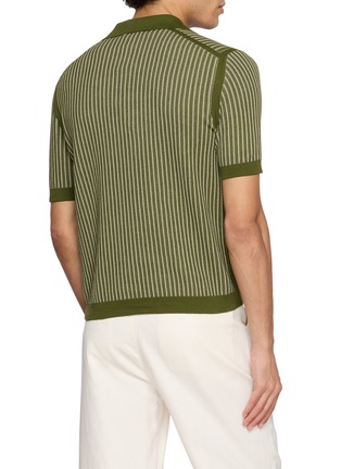 Back View - Click To Enlarge - PIACENZA 1733 - Sailor Ribbed Knit Sailor Polo Shirt