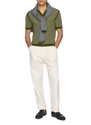 Figure View - Click To Enlarge - PIACENZA 1733 - Sailor Ribbed Knit Sailor Polo Shirt