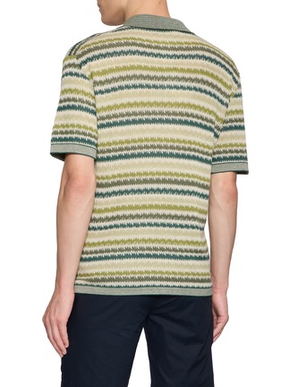 Back View - Click To Enlarge - PIACENZA 1733 - Striped Silk Linen Polo Shirt