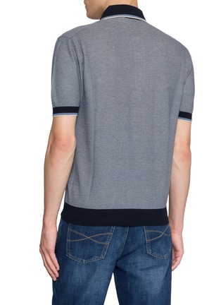 Back View - Click To Enlarge - PIACENZA 1733 - Contrast Trim Cotton Polo Shirt