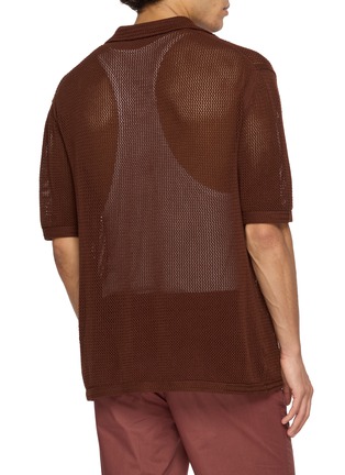 Back View - Click To Enlarge - PIACENZA 1733 - Short Sleeve Crochet Button Up Cotton Shirt