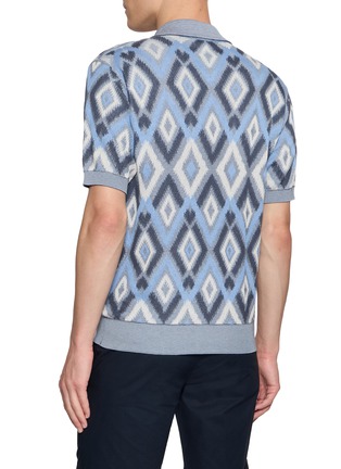 Back View - Click To Enlarge - PIACENZA 1733 - Argyle Knit Silk Cotton Polo Shirt