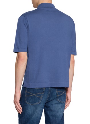 Back View - Click To Enlarge - PIACENZA 1733 - Short Sleeves Ribbed Cotton Camp Shirt