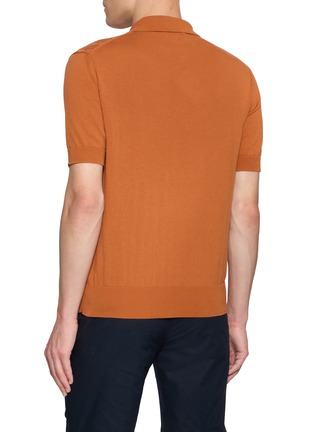 Back View - Click To Enlarge - PIACENZA 1733 - Diamond Open-Knit Cotton Polo Shirt
